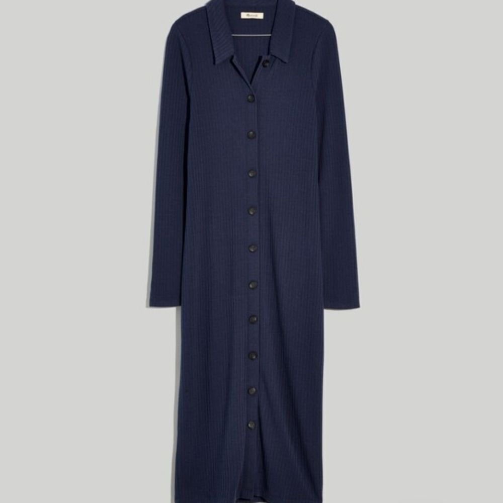 NWT Madewell Dress Womens XS Button Front Midi Shirt Ribbed
